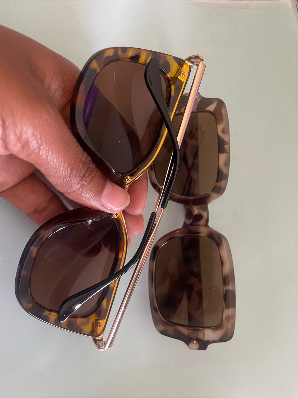 Tortoiseshell Square Women's Sunglasses - Brown Lenses